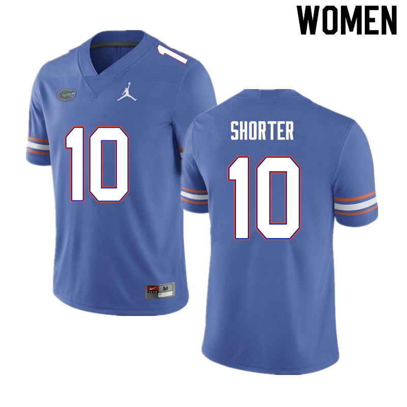 Women #10 Justin Shorter Florida Gators College Football Jerseys Sale-Blue - Click Image to Close